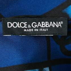 Dolce & Gabbana Blue Leopard Print Silk Square Scarf