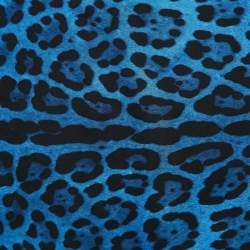 Dolce & Gabbana Blue Leopard Print Silk Square Scarf