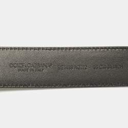 Pre Owned Dolce & Gabbana Black Leather DG Logo Belt 85CM