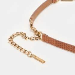 Pre Owned Dolce & Gabbana Brown Snakeskin Leather DG Waist Belt 90cm