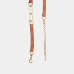 Pre Owned Dolce & Gabbana Brown Snakeskin Leather DG Waist Belt 90cm