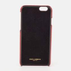 Pre Owned Dolce & Gabbana Pink Lizard Embossed Leather Crystals Embellished iPhone 6 Case