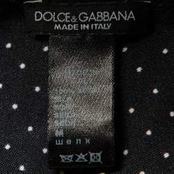 Dolce & Gabbana Black Polkadots Print Silk Pocket Square