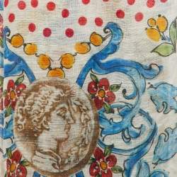 Dolce & Gabbana Multicolor Majolica Print Silk Scarf