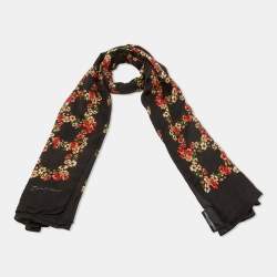 Dolce & Gabbana Multicolor Roses Print Silk Scarf