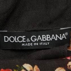 Dolce & Gabbana Multicolor Roses Print Silk Scarf