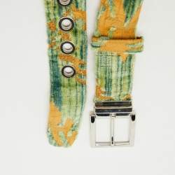 Dolce & Gabbana Multicolor Canvas Buckle Belt 70CM