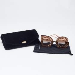 Pre Owned Dolce & Gabbana Gold/Bronze Gradient DG6121 DG Crystals Sunglasses
