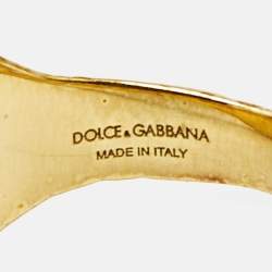 Dolce & Gabbana Enamel Logo Gold Ring Size 60