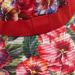 Dolce & Gabbana Red Poppy Print Cotton Wide Brim Hat 57