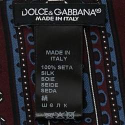 Dolce & Gabbana Burgundy Printed Silk Fringed Silk 
