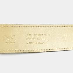 D&G Black Snake Embossed Leather DG Crystals Embellished Belt 105