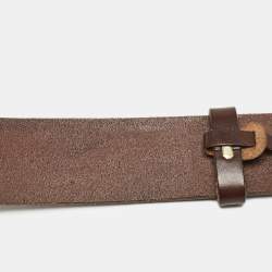 Dolce and Gabbana Brown Leather DG Heart Buckle Belt 85CM
