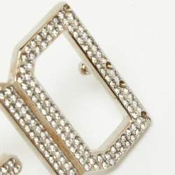 مملوكة مسبقًا حزام دولتشي أند غابانا أبيض جلد مزخرفة كريستال بشعار مشبك 85 سم