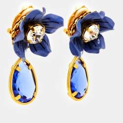 Dolce & Gabbana  Blue Flower Crystals Resin Drop Earrings