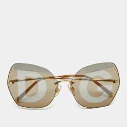 Dolce & Gabbana Grey/Gold Tone DG2204 Logo Butterfly Sunglasses