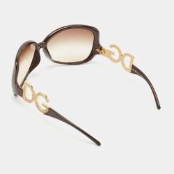 Dolce and Gabbana Brown Gradient DG Crystals Logo Oversized  Sunglasses