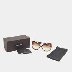 Dolce and Gabbana Brown Gradient DG Crystals Logo Oversized  Sunglasses