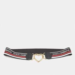 Dolce & Gabbana Multicolor Elastic Band and Leather Heart Buckle Belt 85CM
