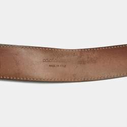 Pre Owned حزام دولتشي أند غابانا جلد أسود بشعار DG مع مشبك 85 سم