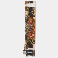 Pre Owned Dolce & Gabbana Multicolor King Of Heart Print Modal Stole 