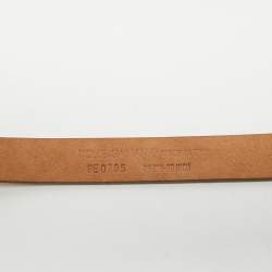 Pre Owned Dolce & Gabbana Beige Leather Logo Plaque Slim Belt 75 CM