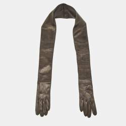 Pre Owned Dolce & Gabbana Black Leather Glove Hem Bandeau Scarf