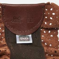 Pre Owned Dolce & Gabbana Brown Leather Tassel Waist Wide Belt 70CM