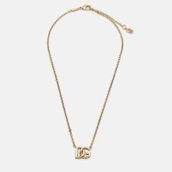 Pre Owned Dolce & Gabbana DG Logo Gold Tone Necklace