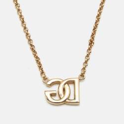 Pre Owned Dolce & Gabbana DG Logo Gold Tone Necklace