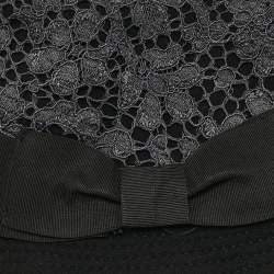 Pre Owned Dolce & Gabbana Black Lace and Cotton Bucket Hat M