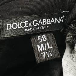 Pre Owned Dolce & Gabbana Black Lace and Cotton Bucket Hat M