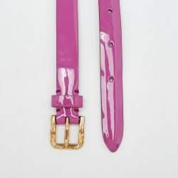 مملوكة مسبقًا حزام دولتشي أند غابانا جلد لامع أرجواني مزين بالكريستال سلسلة خصر 80 سم