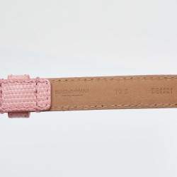 Pre Owned Dolce & Gabbana Pink Iguana Leather Rose Embellished Chain Waist Belt 65CM