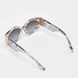 Pre Owned Dolce & Gabbana Grey Gradient 4396 F Printed Frame Cat Eye Sunglasses