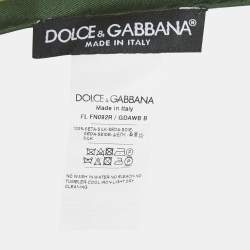 Pre Owned Dolce & Gabbana Green/White Vegetable Print Silk Square Scarf 