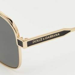 Pre Owned Dolce & Gabbana Black/Gold Tone DG2256 Square Sunglasses