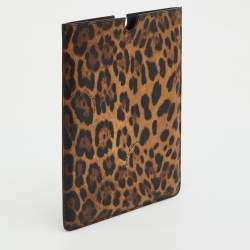 Pre Owned Dolce & Gabbana Brown Leopard Print Coated Canvas Ipad Case