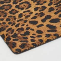 Pre Owned Dolce & Gabbana Brown Leopard Print Coated Canvas Ipad Case