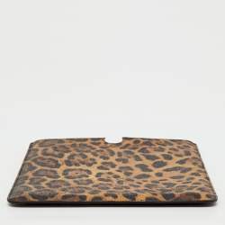 Pre Owned Dolce & Gabbana Brown Leopard Print Coated Canvas Ipad Case