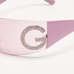 Pre Owned Dolce & Gabbana Pink DG Crystals Shield Sunglasses