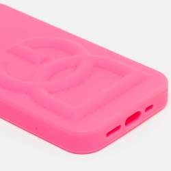 Pre Owned Dolce & Gabbana Pink Rubber DG Logo iPhone 13 Pro Case