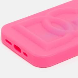 Pre Owned Dolce & Gabbana Pink Rubber DG Logo iPhone 13 Pro Case