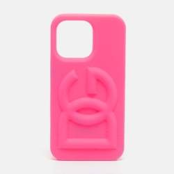 Pre Owned Dolce & Gabbana Pink Rubber DG Logo iPhone 13 Pro Case