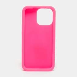 Pre Owned Dolce & Gabbana Pink Rubber DG Logo iPhone 13 Pro Case