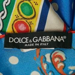 Pre Owned Dolce & Gabbana Multicolor Carretto Print Satin Scarf 