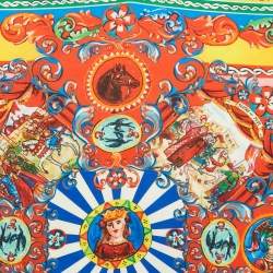 Pre Owned Dolce & Gabbana Multicolor Carretto Print Satin Scarf 