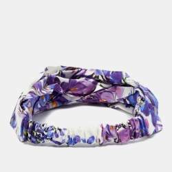 Pre Owned Dolce & Gabbana Purple Floral Print Cotton Headband