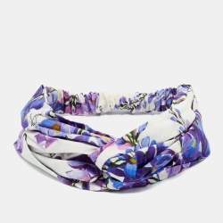Pre Owned Dolce & Gabbana Purple Floral Print Cotton Headband