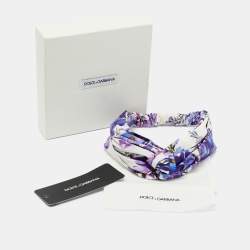 Pre Owned Dolce & Gabbana Purple Floral Print Cotton Headband